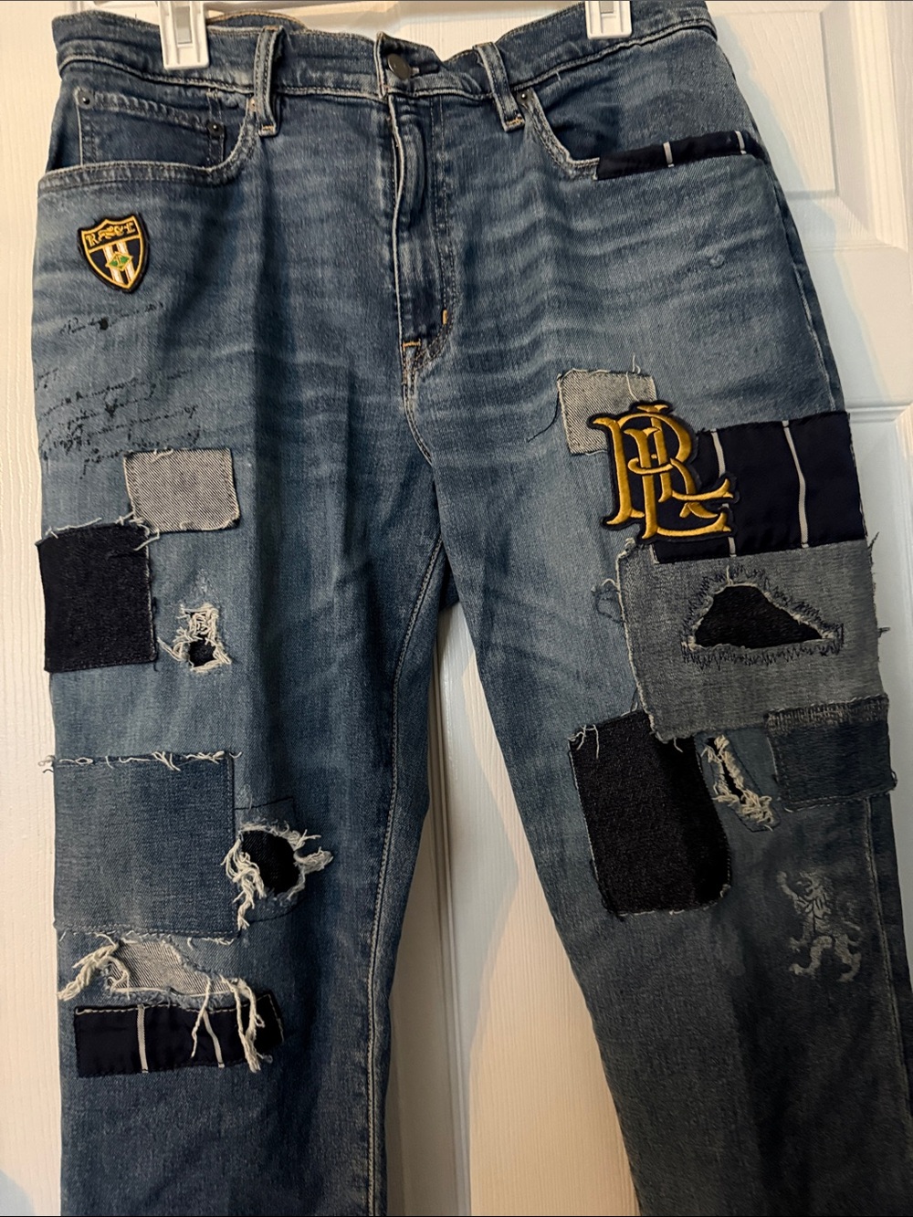 Lauren Ralph Lauren Women's Blue Patchwork Boot Cut Jeans Size 12 - Picture 2 of 7